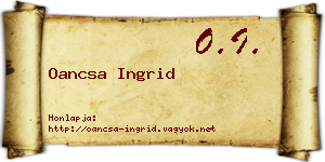 Oancsa Ingrid névjegykártya